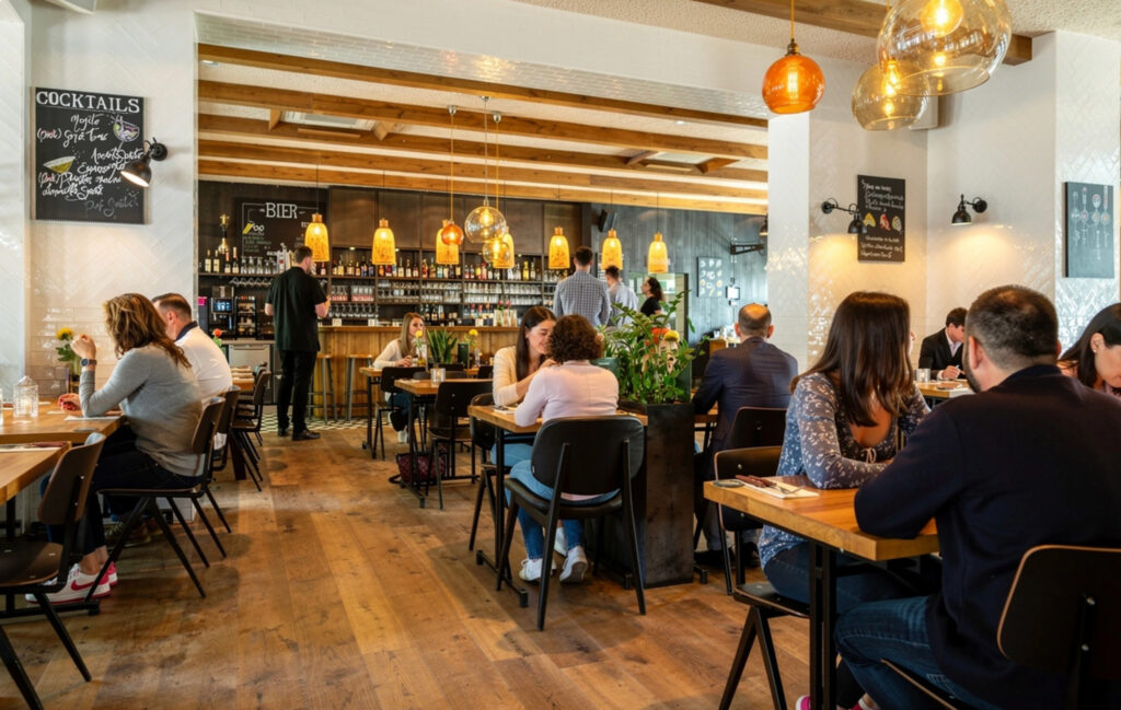 Restaurantgedeelte van Loetje Amsterdam de Pijp met gasten